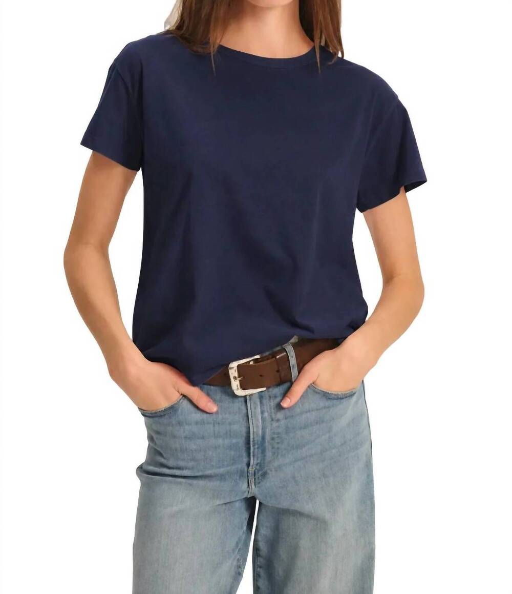 NEW VELVET BY GRAHAM & SPENCER tia short sleeve tee in navy